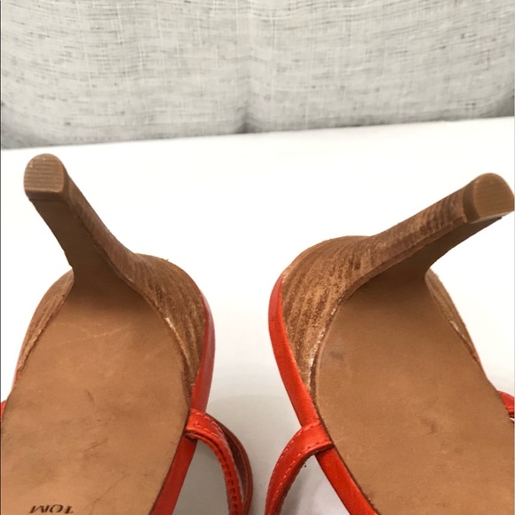 Tory Burch Orange leather and Jute T strap heels - Picture 10 of 11